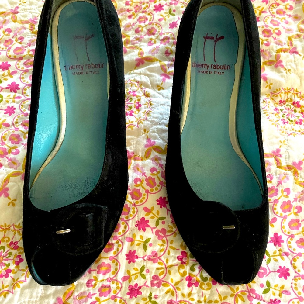 Thierry Rabotin Italian black suede heels